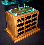 Completed trophies awaiting final inspection and packaging